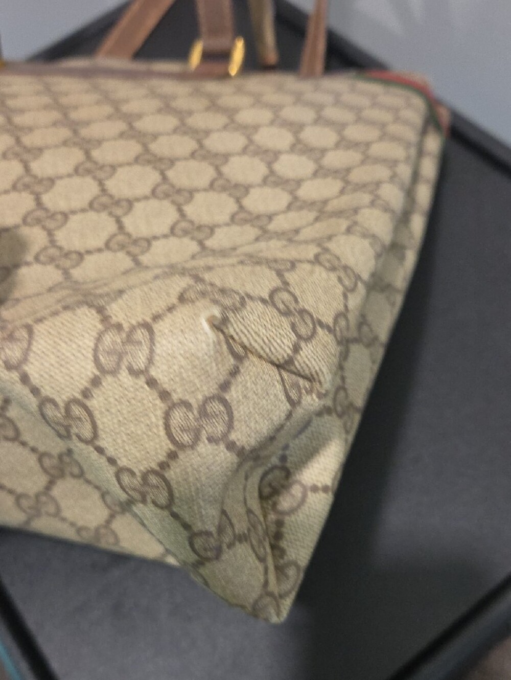 Gucci Beige GG Canvas Tote with Brown Leather and Sherryline- PROJECT - Picture 8 of 14